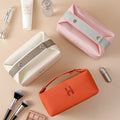 A stylish, waterproof, and spacious Japanese-inspired canvas wash bag